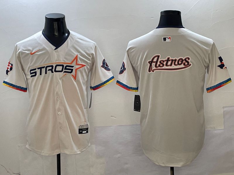 Men Houston Astros Blank Cream Fourth generation Joint Name 2025 Nike MLB Jersey style 4149
